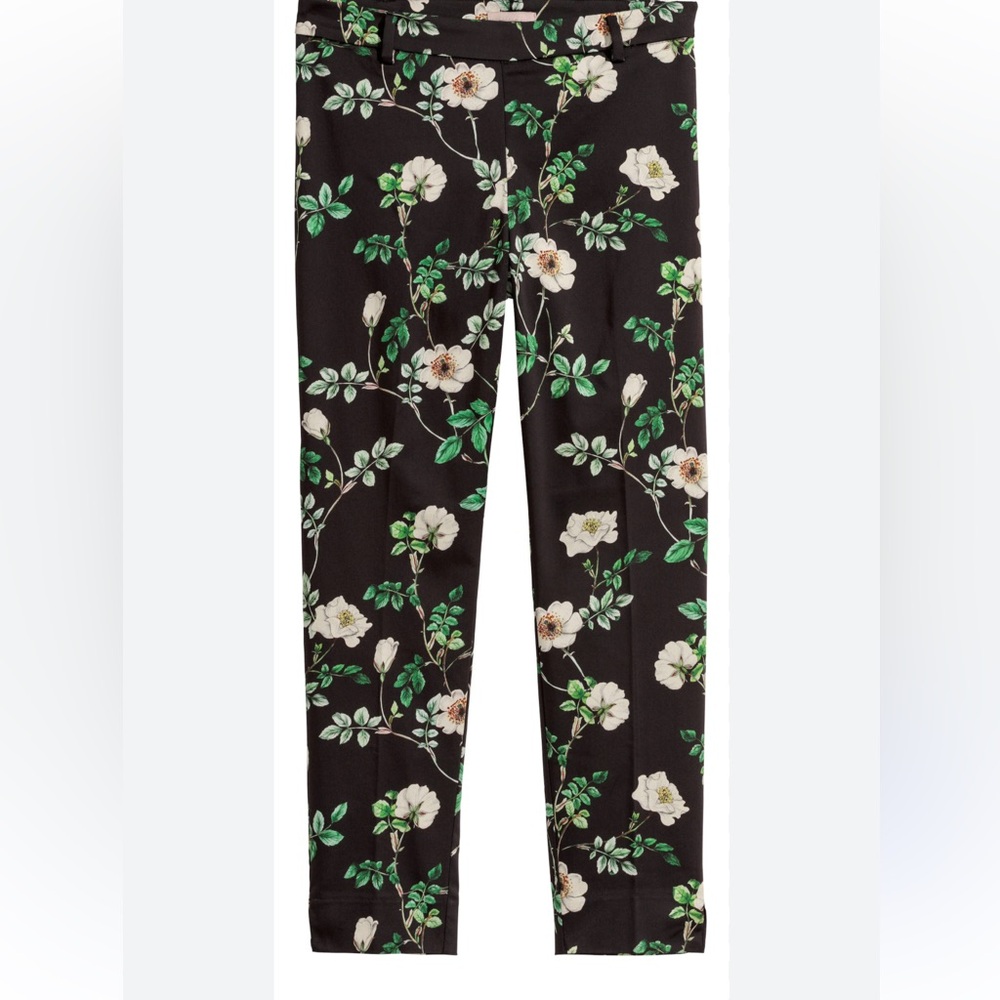 H&M Floral Ankle Length Straight Tapered Slacks